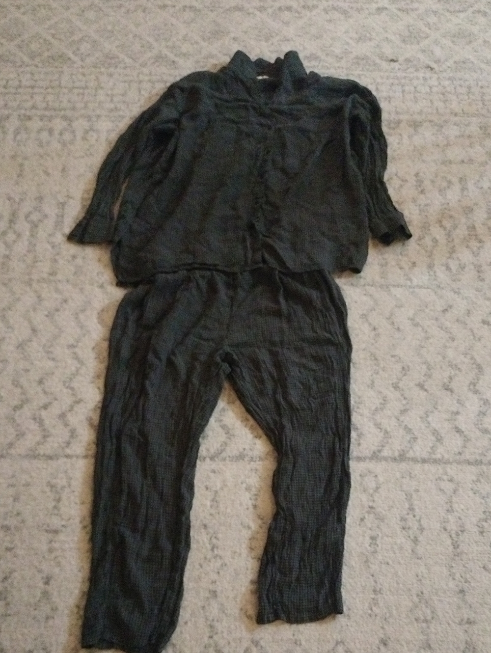 Eileen Fisher Linen Matching Grey And Black Gingham ( Great Condition Worn Once)